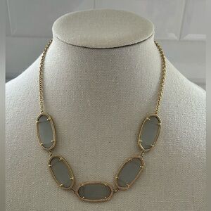 EUC RARE Kendra Scott Dani Gold Plated Necklace with light gray stones. 16-18”